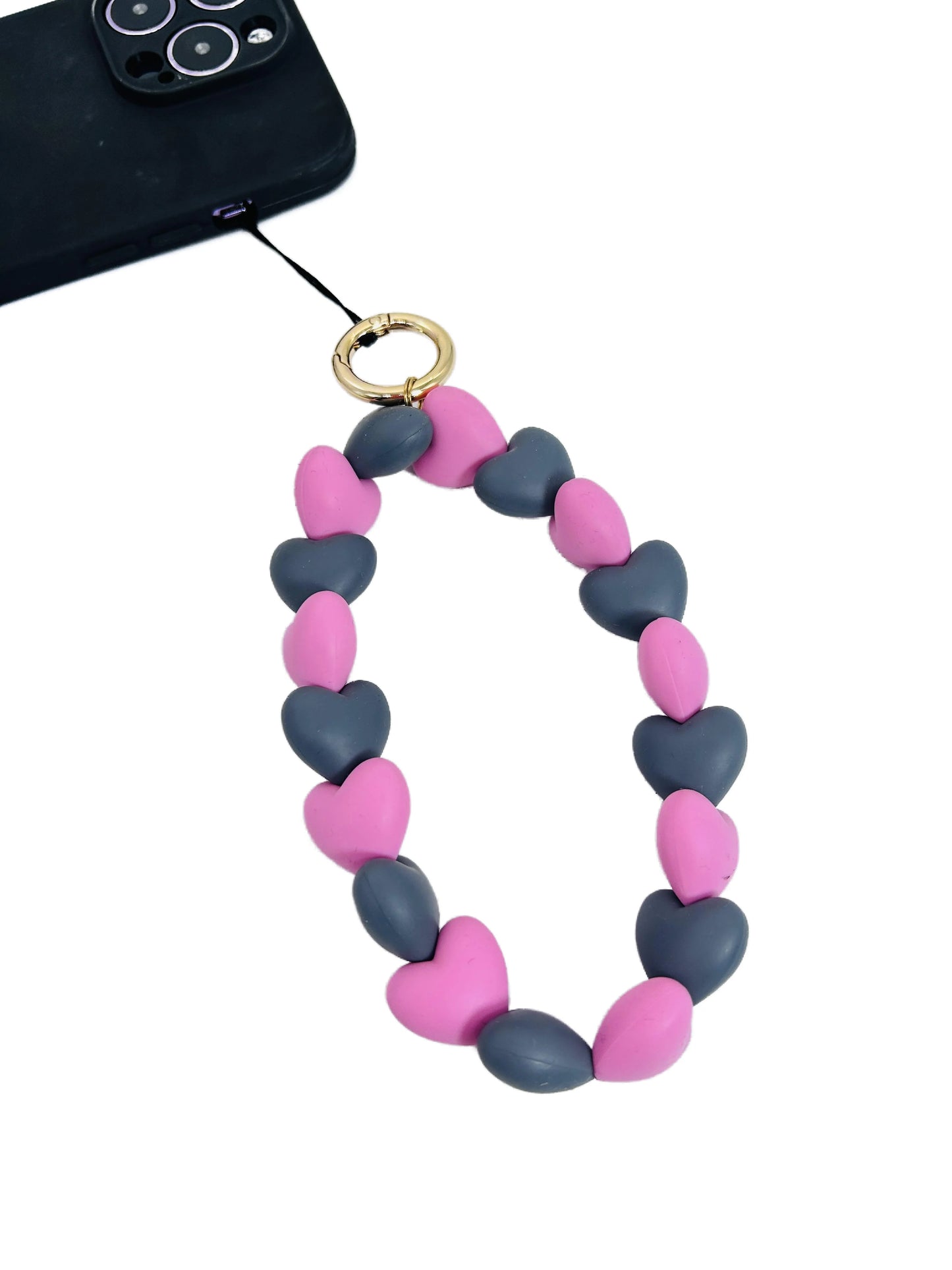 Big Heart Silicone beads Phone Strap