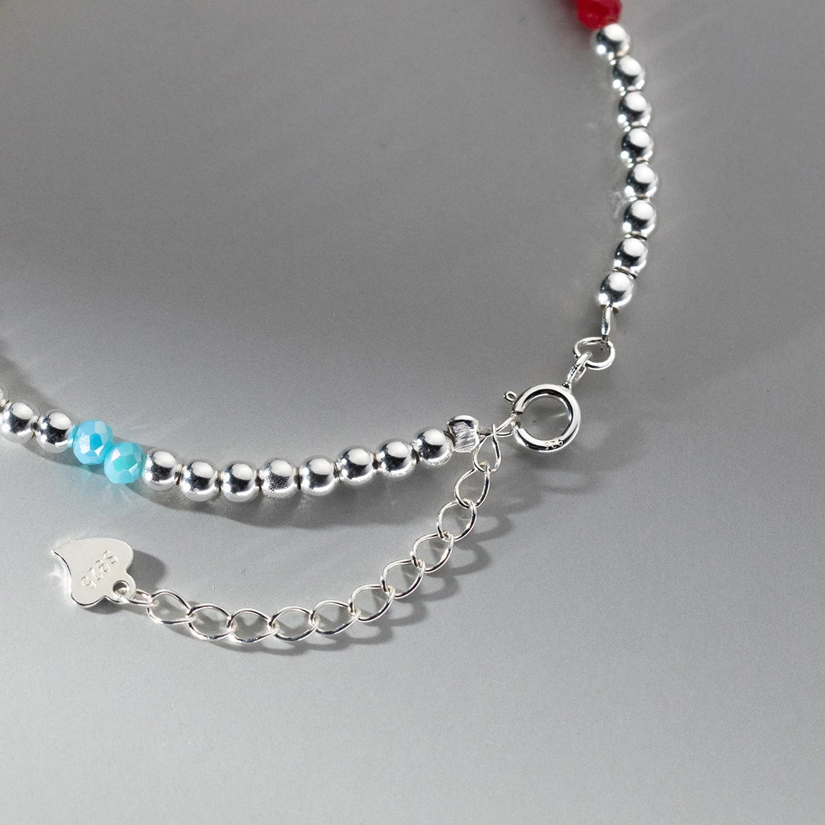 MODIAN 925 Sterling Silver Colorful Crystal Beads Simple Bracelets Simple Basic Style Stackable Link Chain Jewelry For Women
