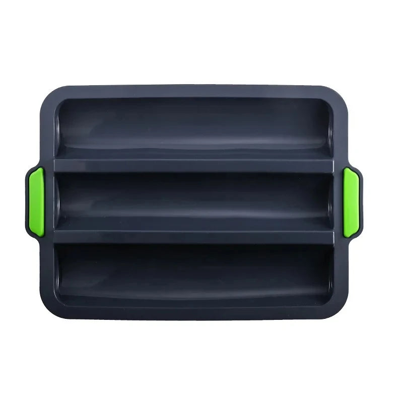 Tejesa 3 Cavity Baguette Baking Tray /Non-Stick Silicone Cake Mold/ Bread Mould /Oven Pan Easy Demoulding Baking Dish DIY Kitchen Supplies