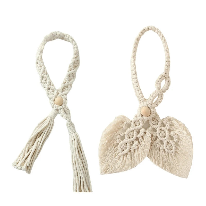 Leaf Tassel Macrame Curtain Tieback Hand-Woven Cotton Rope Drapery Holdback Drop Shipping