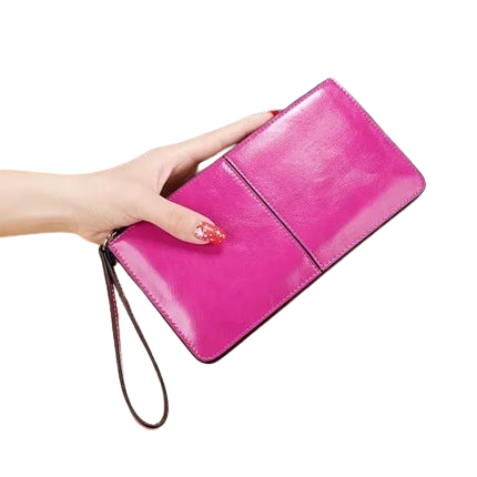 Hemasa Women's Leather Zipper Handbag Bank Large Capacity  Wallet Wrist Strap /Simple Bag Card Holders Wallets