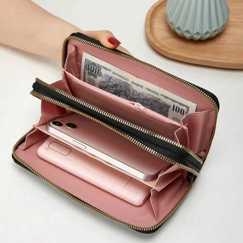 Popular Fashion Zipper Wallets Womens Long Purses Handbags Coin Purse Cards Holder PU Leather Billfold Wallet