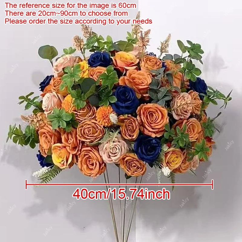 Artificial Flower Strip 60cm Flower Ball Event Table Runner Floral Arrangement Wedding Backdrop Decor Props Arch Flower String