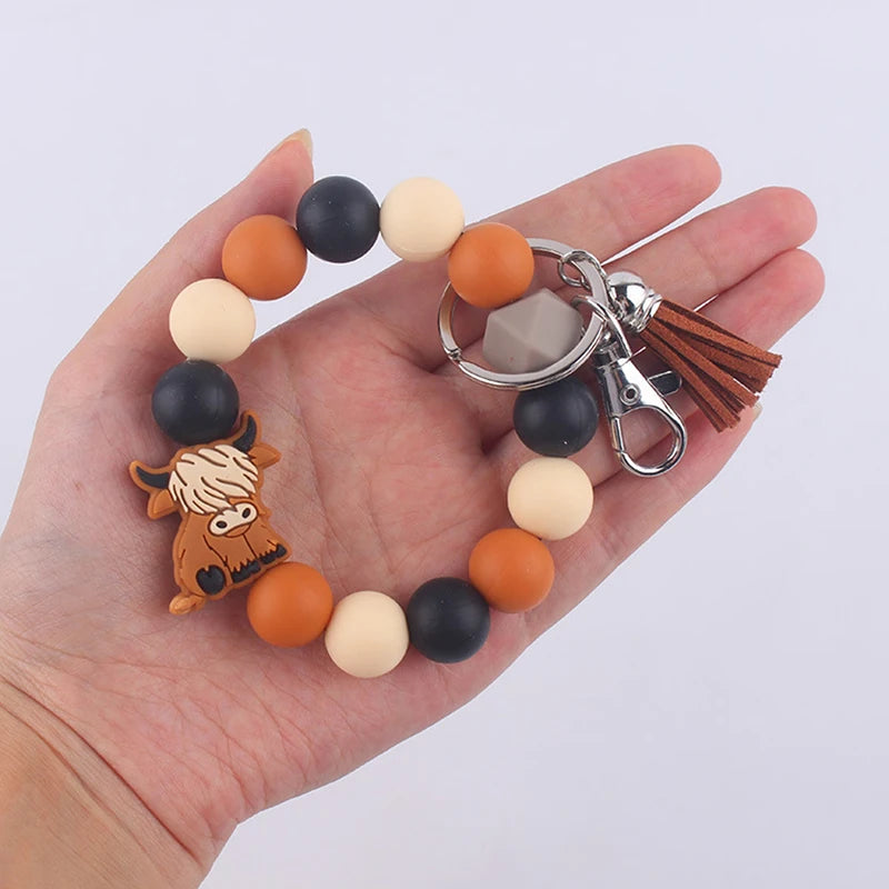 Hemasa Siliocne Bull Handmade Beads Bracelet Keyrings / Car Key /Accessories Bag Pendant