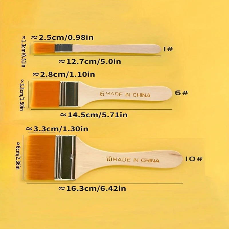 Bview Art 6pcs Art Paint Brushes Assorted Sized Nylon Painting Brushes with Wooden Handles for Acrylic, Oil, Paint,Art Supplies