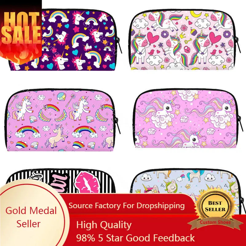 Women Unicorn Wallet Card Holder Case Coin Purse Girls Clutch Change Bag Children's Wallets Change Holder Cartoon Make up Bag