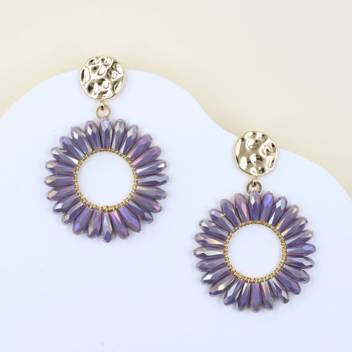 INKDEW Sun Flower Round Drop Earrings for Women Big Long Earrings Handmade Crystal Faceted Beads Earrings Jewelry Gift EA113