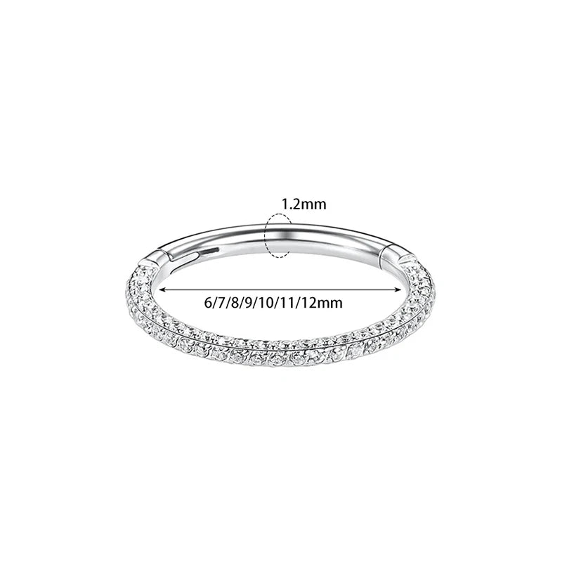 1PC G23 Titanium Piercing Hinged Nose Ring Daith Earring Clicker Nose Septum Hoop CZ Helix Conch Cartilage Jewelry Wholesale 16G