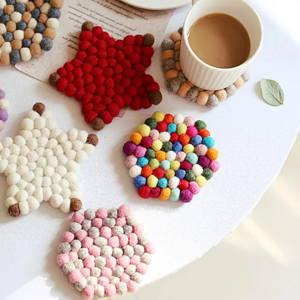 Rainbow Felt ball Coasters