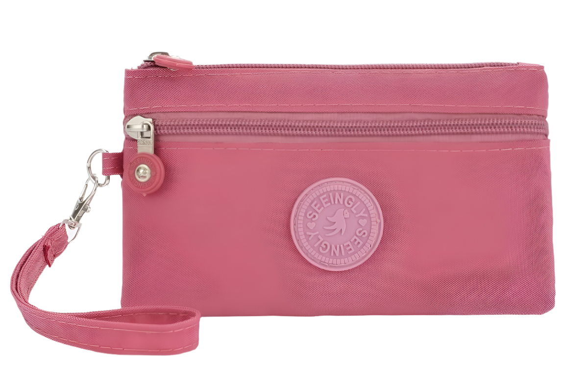 Hemasa Nylon Solid Color Long Short Bank ID Credit Card Wallet Coin Keys Bags Purse Earphone Storage Bag Purse Pouch Double Zipper