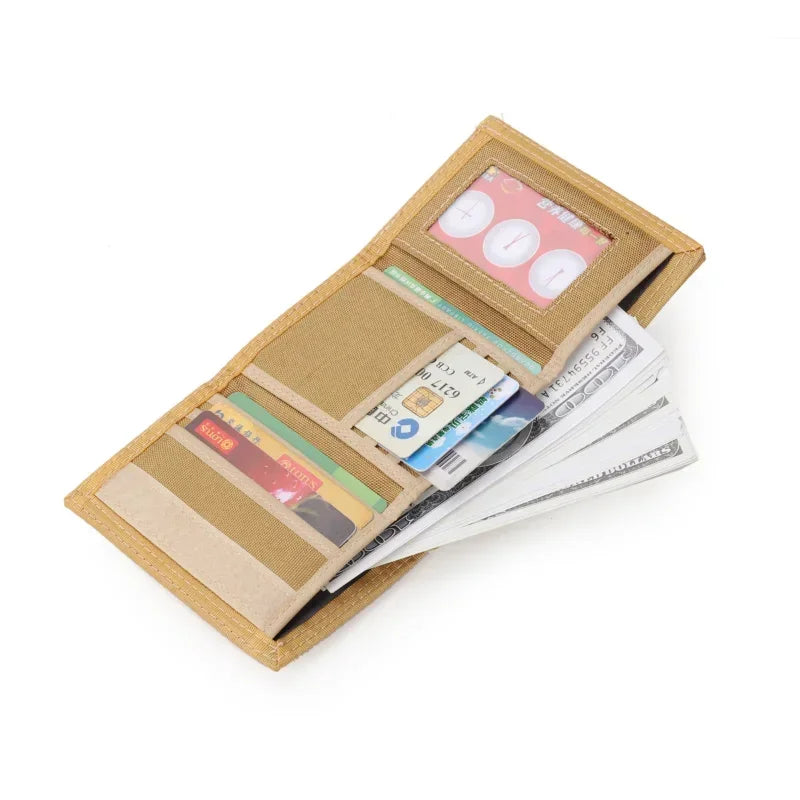 Men'S 5 Colors Korean Tri-Fold Coin Purse Canvas Wallet Solid Color Fashion Slim Multifunctional Classic Portable Card Holder