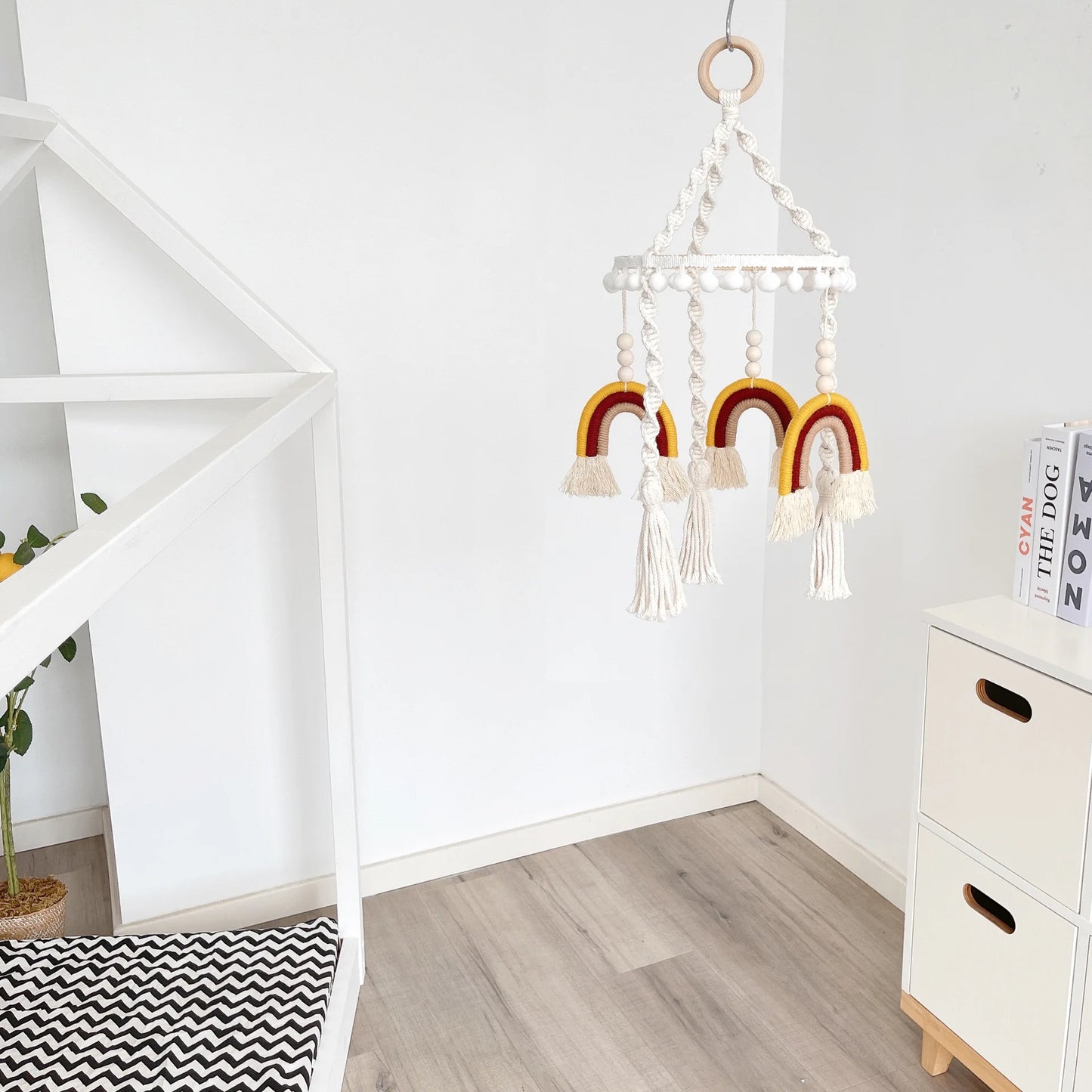 Nordic Nursery Decor Kids Room Mobile Hanging Decoration Kids Rainbow Pompoms Wind Chimes Kids Room Hanging Decor 2022 New