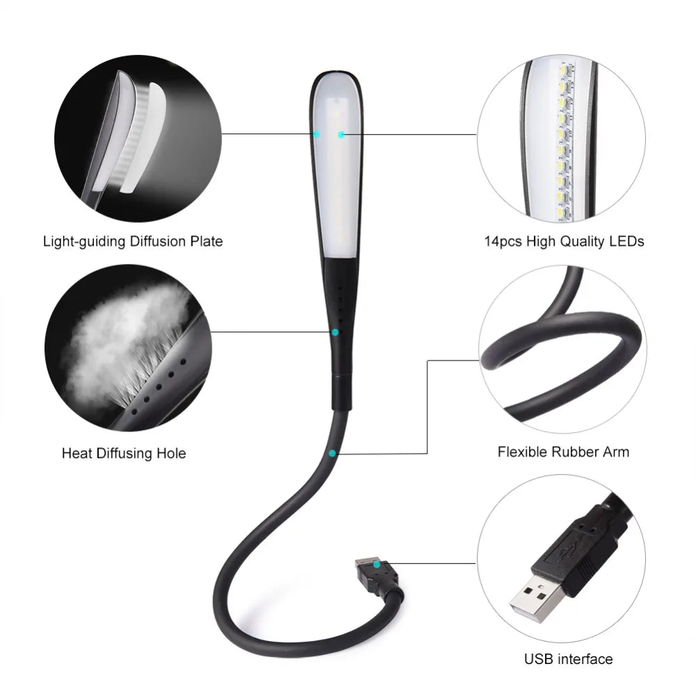 Hemasa Mini Portable Laptops USB LED Light Touch Sensor Dimmable Table Desk Lamp for Power Bank Camping PC Laptops Book Night Lighting