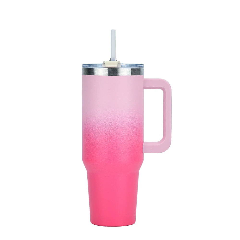 Hemasa 30OZ/ 40OZ Stainless Steel Thermos Bottle Large Insulated Cup Tumbler with Handle Straw Portable Sports Kettle Travel Car Ice Cup