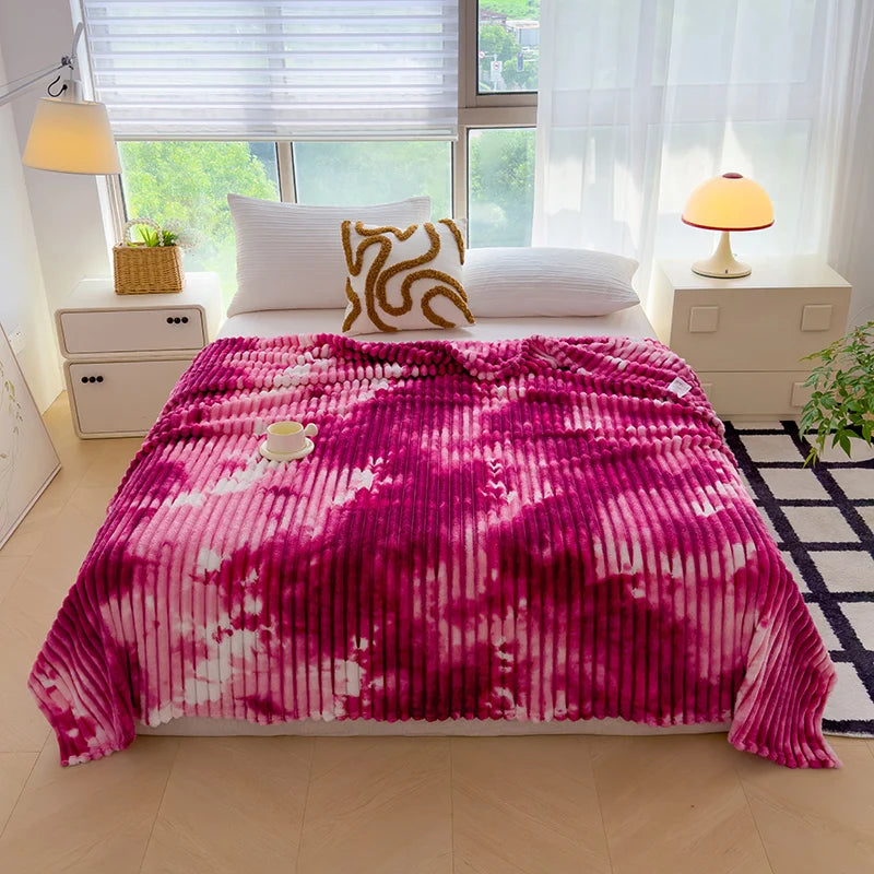 Single/Queen/Super King Thicker Fleece Throw Blanket for Bed or Sofa , Soft Plush Blanket