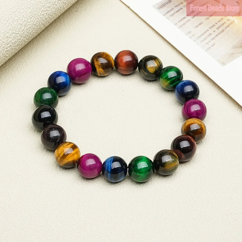 Mixed Color Tiger Eye Bracelets Women Fashion Charm Yoga Energy Meditation Strand Bangles Wrist Jewelry Pulseras 6/8/10/12mm
