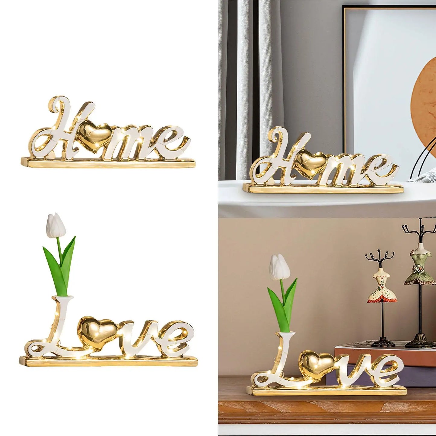 Hemasa Tabletop Freestanding Letter Sign Tabletop Decor Ceramics Table Centerpiece
