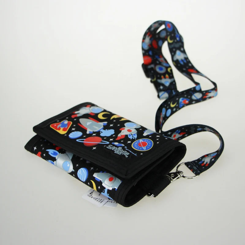 Australia Smiggle Original Kids Wallet Boy Cool Black Astronaut Clutch Wallet Leather Card Bag Coin Wallet High Quality