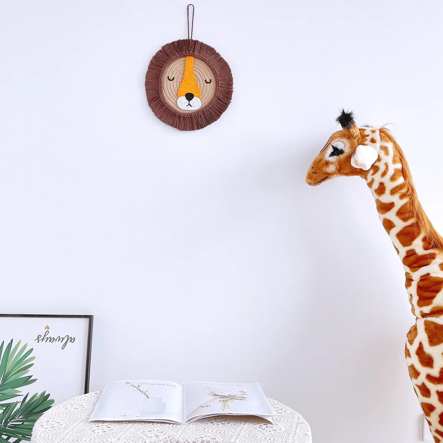 Nordic Nursery Baby Girl Boy Room Decor Kids Bedroom Animal Decor Handmade Lion Boys Kids Room Nursery Hanging Wall Decoration