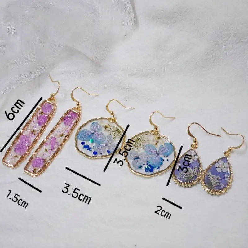 High Quality Epoxy Resin Pressed Flower Earrings Women Unique Design Elegant Dried Earrings Natural Statement Jewelry 2024 New