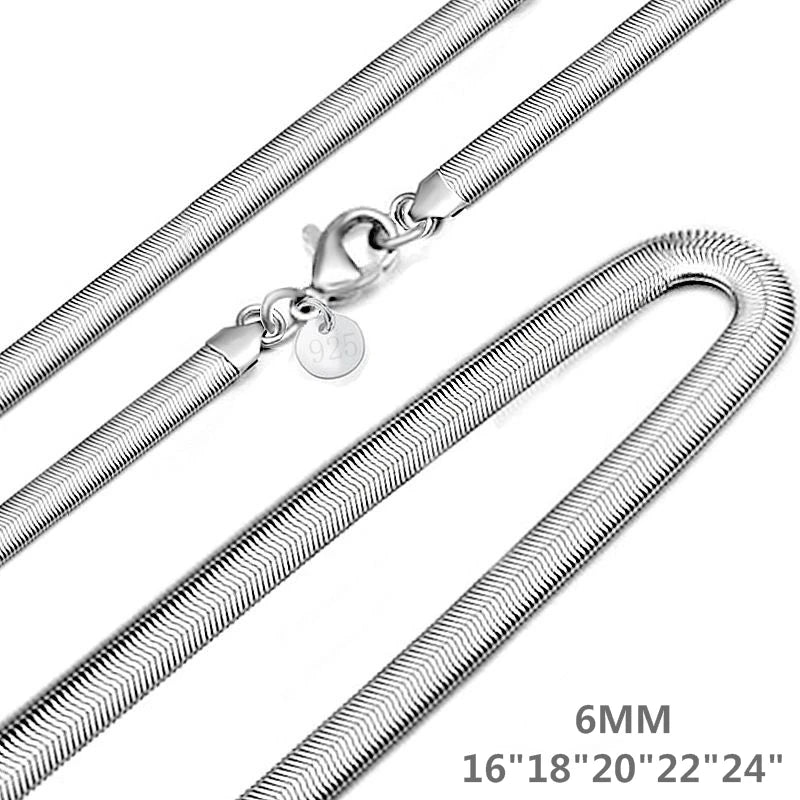 Hemasa 925 Sterling Silver Smooth Snake Man Necklace Chain With Lobster Clasp