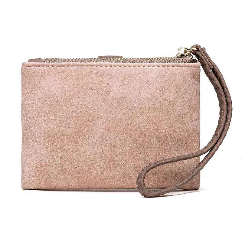 Mini Coin Purse Wristband Women's Wallet Buckle Zipper Short Female Clutch Portable PU Leather Card Holders Vintage Money Bags