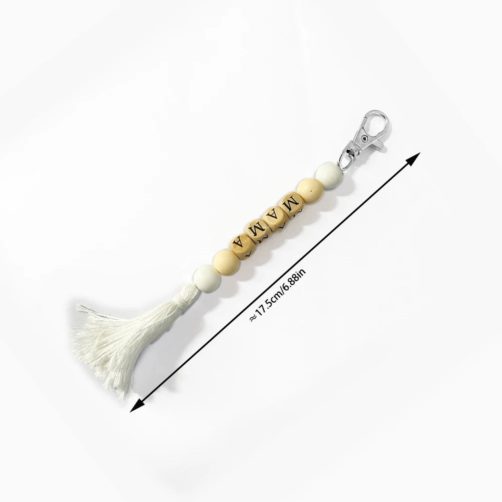 Hemasa  MAMA Silicone Beads with Tassels Keychain for Women/ Girls