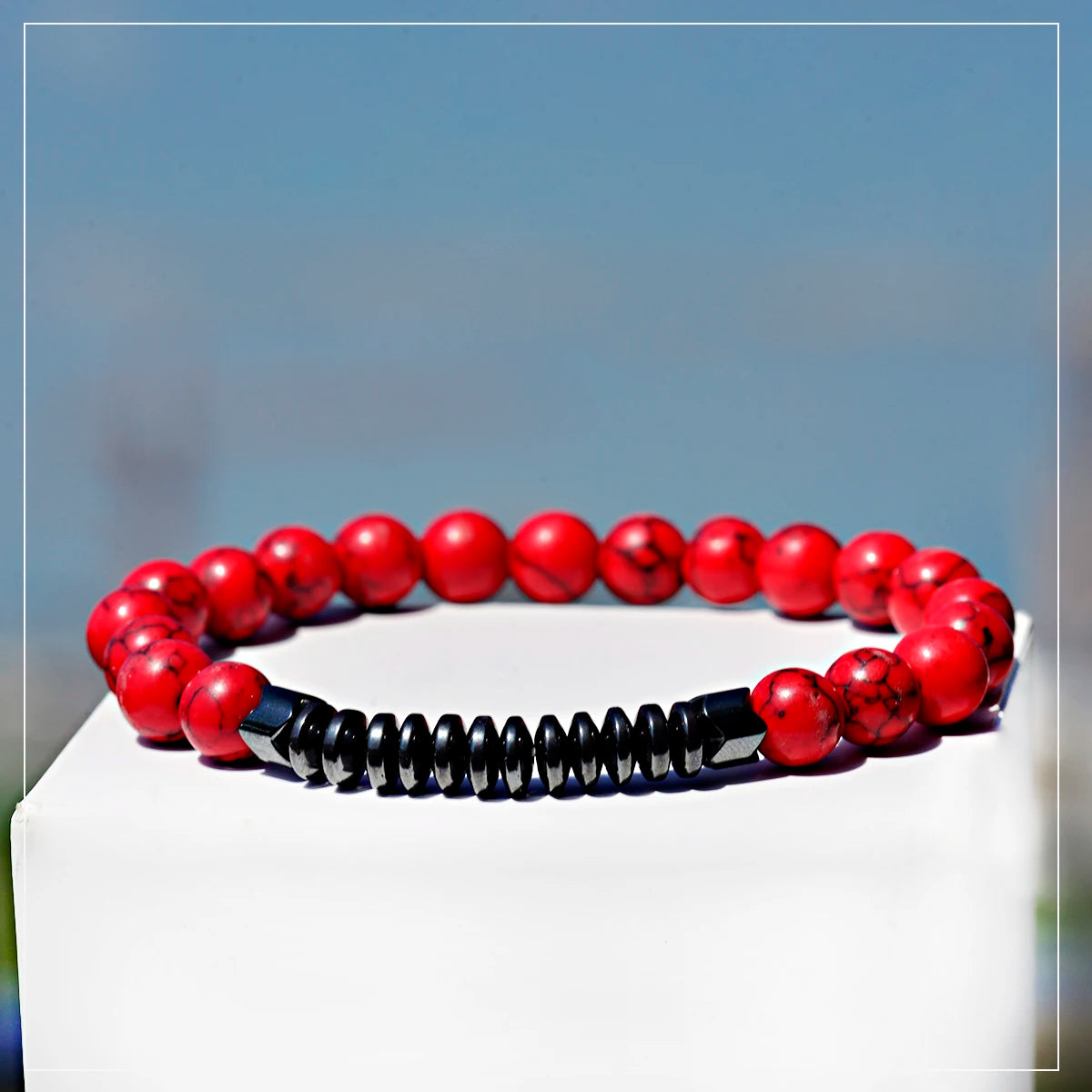 New Pink Natural Crystal Stone Stretch Bracelet Red Turquoises Beaded Men And Women Yoga Bracelet Jewelry Gift