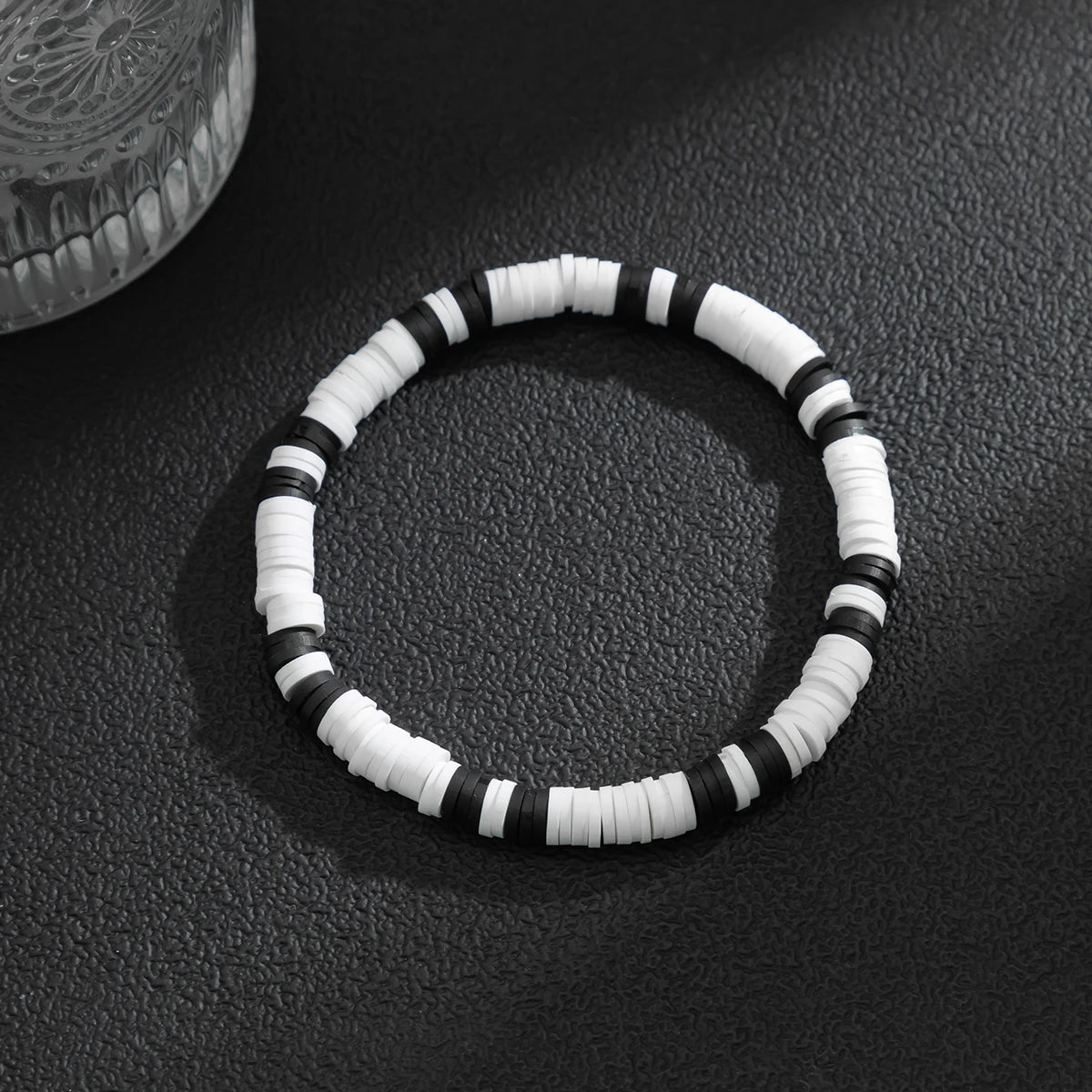 Hemasa White/Black Flat Polymer Clay   Bracelet for  Women Jewellery
