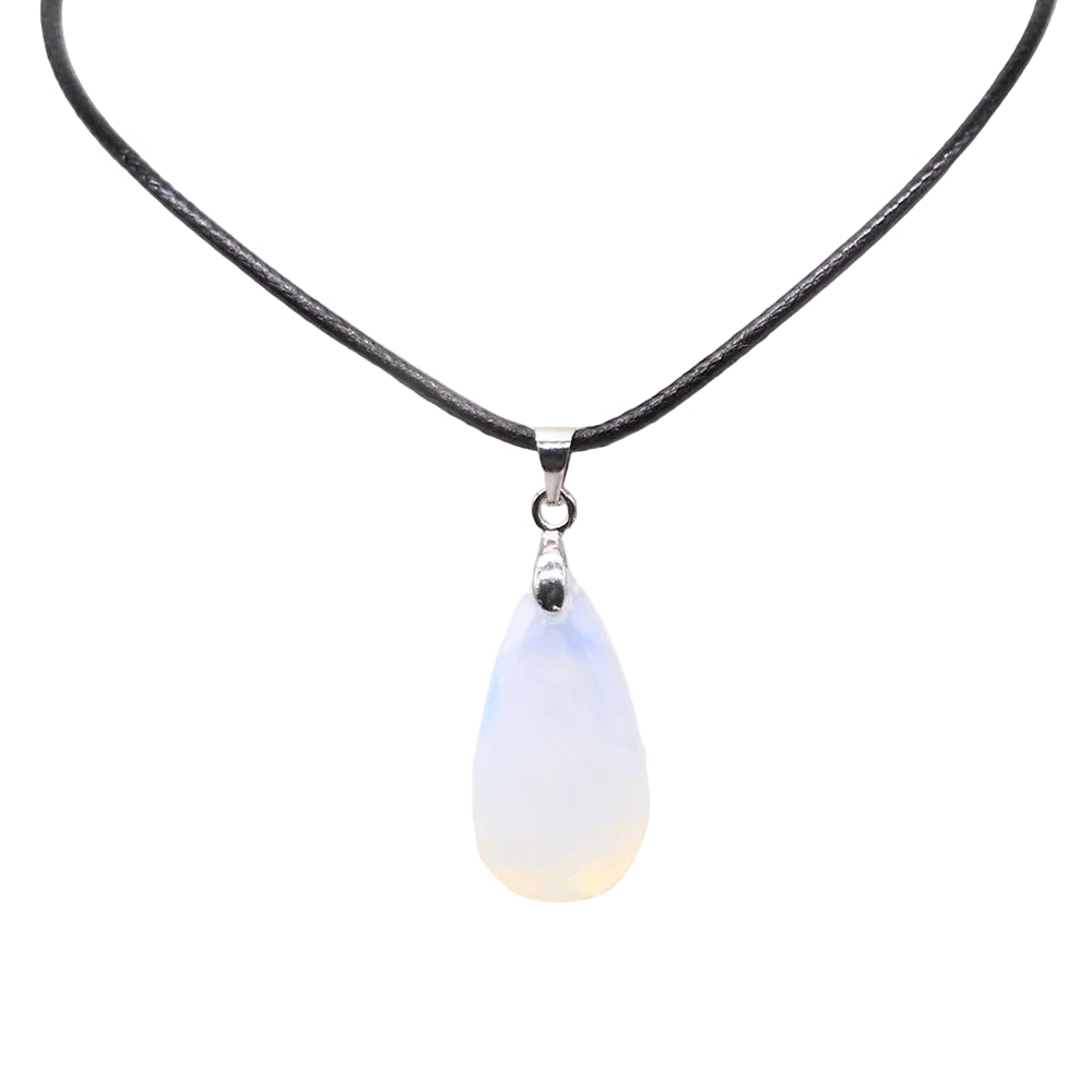 Hemasa 13*24mm Teardrop Shape Faceted Natural Stone Rope Chain Pendant Necklace Jewelry Suitable for Enhance Fashion Woman Charm
