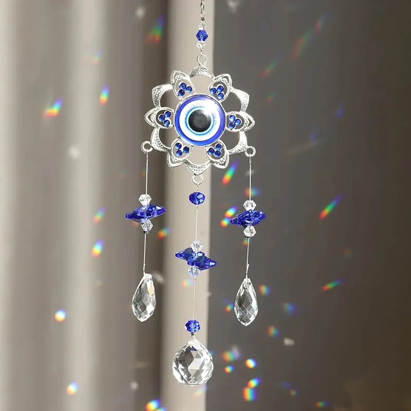 1Pc Evil Eye Moon Tree of Life Crystal Suncatcher Pendant for Home Indoor DIY Wind Chime Hanging Window Decoration Pendant