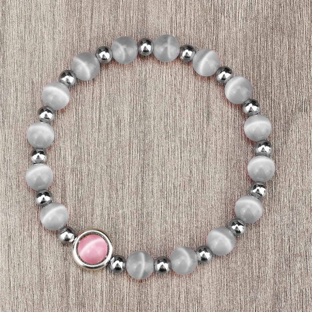 Natural 8mm Cat Eye Stone Beads Bracelets Stretch Wristbands Charm Bangles For Women Men Fashion Yoga Meditation Jewelry Gifts