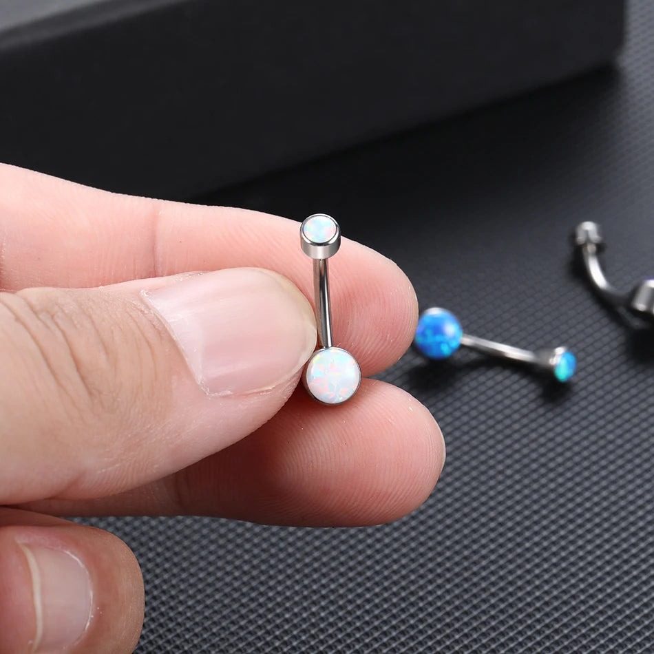 1PC G23 Titanium Belly Button Ring Opal Crystal Navel Nombril Piercing 11mm Barbell Ring For Women Body Piercing Jewelry 14G