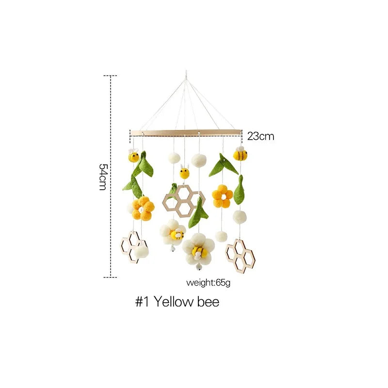 Hemasa Baby Crib Mobiles Wooden Bed Bell Newborn Stroller Rattles Toy Cartoon Plush Toy 0-24M Infant Baby Boy Girls Toys Bed Bell