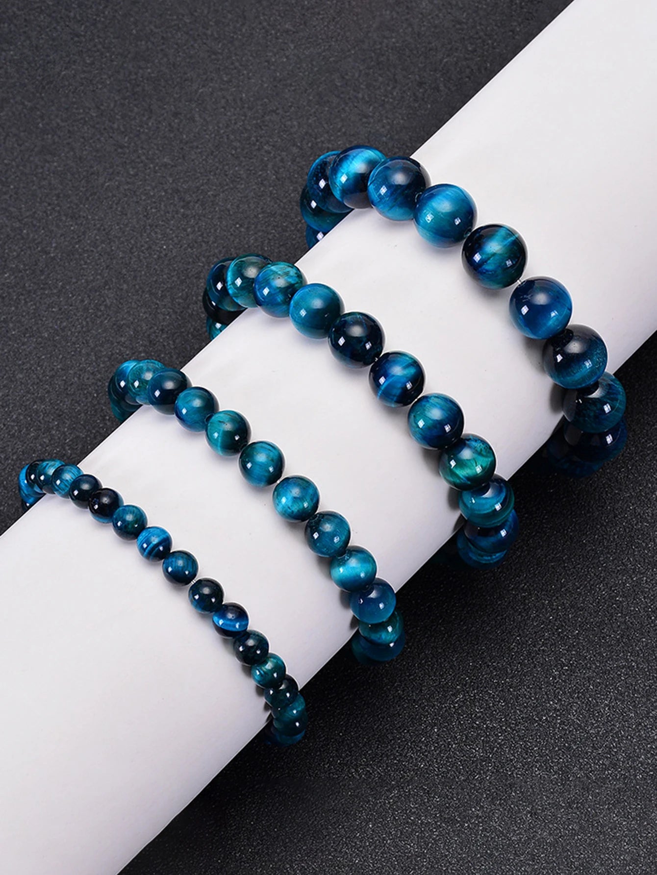 OAIITE Natural Stone Blue Tiger Eye Beaded Bracelet Men Women Yoga Meditation Charm Bracelet Heal Energy Pulseras Jewelry Gift