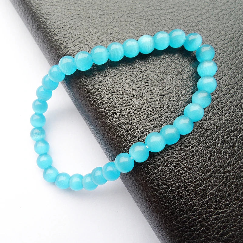 official-website tiki по 1 грн все Natural DIY 6MM Blue Cats Eye Bracelet Women Semi Precious браслет Beaded Pulseras Jewelry
