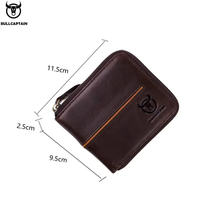 RFID zipper with compartment men's wallet RFID credit card holder anti-theft leather mini men's wallet