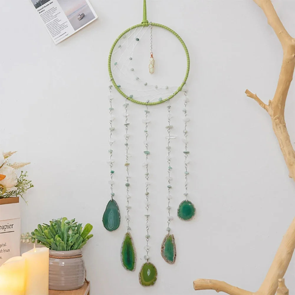 7 Chakra Gemstones Tree Of Life Dream Catchers Natural Agate Bedroom Wall Hanging Crystal Dream Catcher Home Craft Decorations