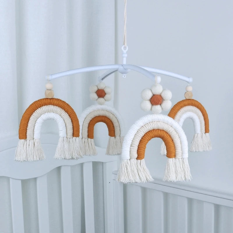 Hemasa Handmade Rainbow  Baby  Mobile Rattle Musical Rattles Kids Girls Bedroom Hanging Decor