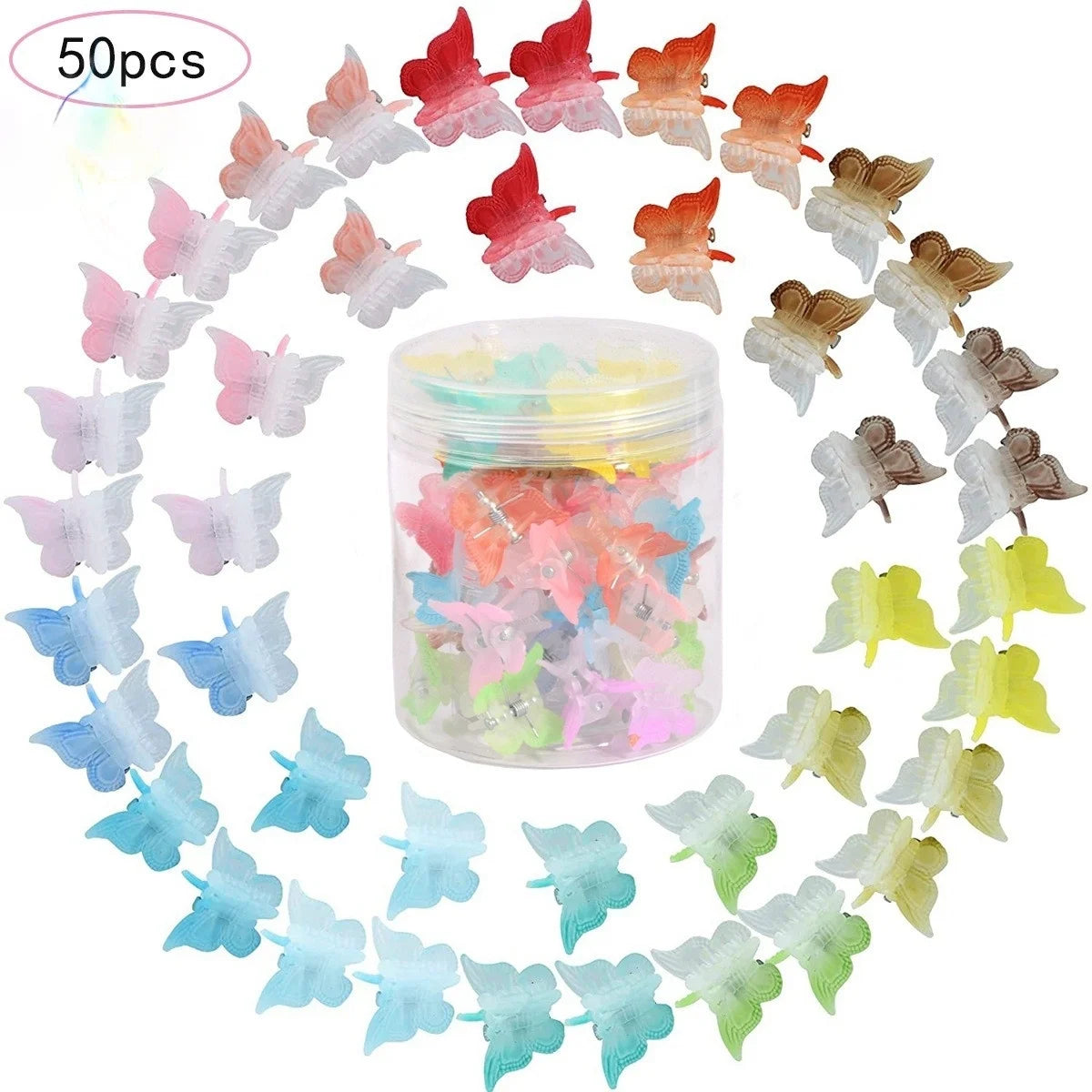 Glitter Mini Butterfly Hair Claw Clips, Sparkly Colorful Hair Accessories for Girls and Women - 90S Y2K Cute, Small, Tiny Clip I