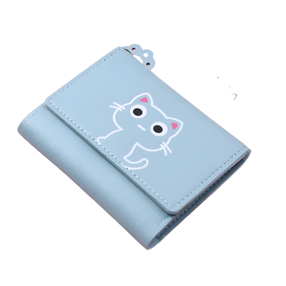 Hemasa Women's Cute Cat Wallet Female Small Short PU Leather Purse Ladies Card Holder Money Bag Hasp Creative Fashion Wallet Girls Gift