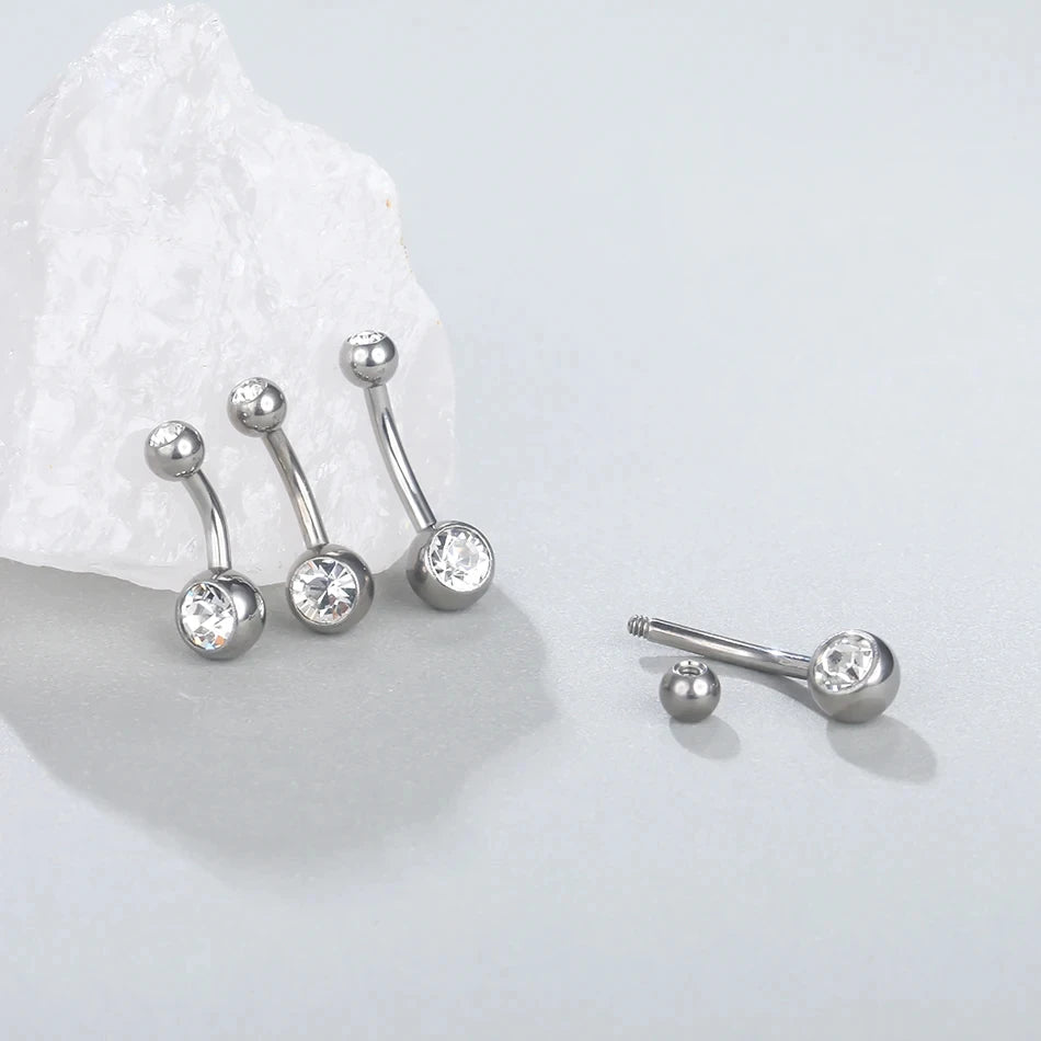 1Pc G23 Titanium Belly Button Rings 14G Crystal Navel Barbell Sexy Belly Piercing Jewelry for Sexy Women Belly Ring Piercing