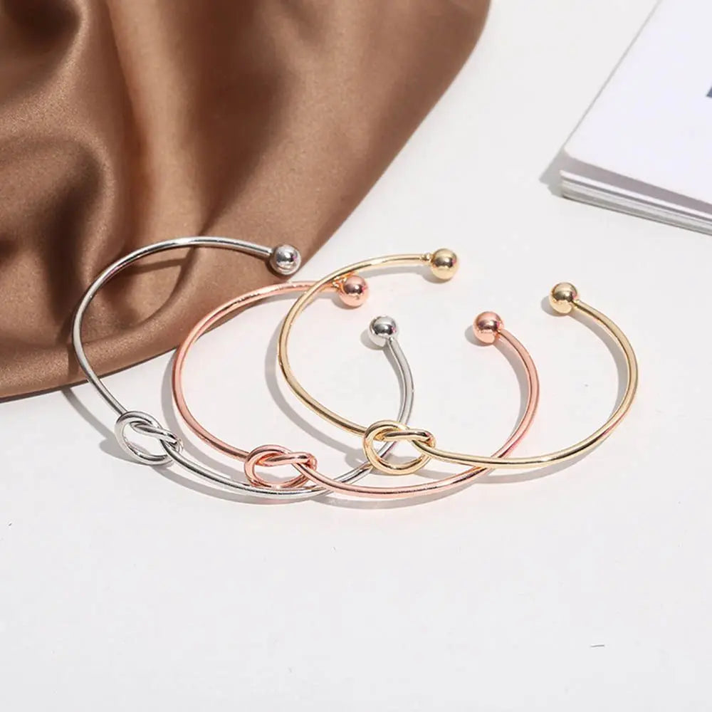 Love Knot Bracelets Thank You Bridesmaid Proposal Gifts Wedding Party Favers Tie The Knot Open Cuff Bangles for Women Girls