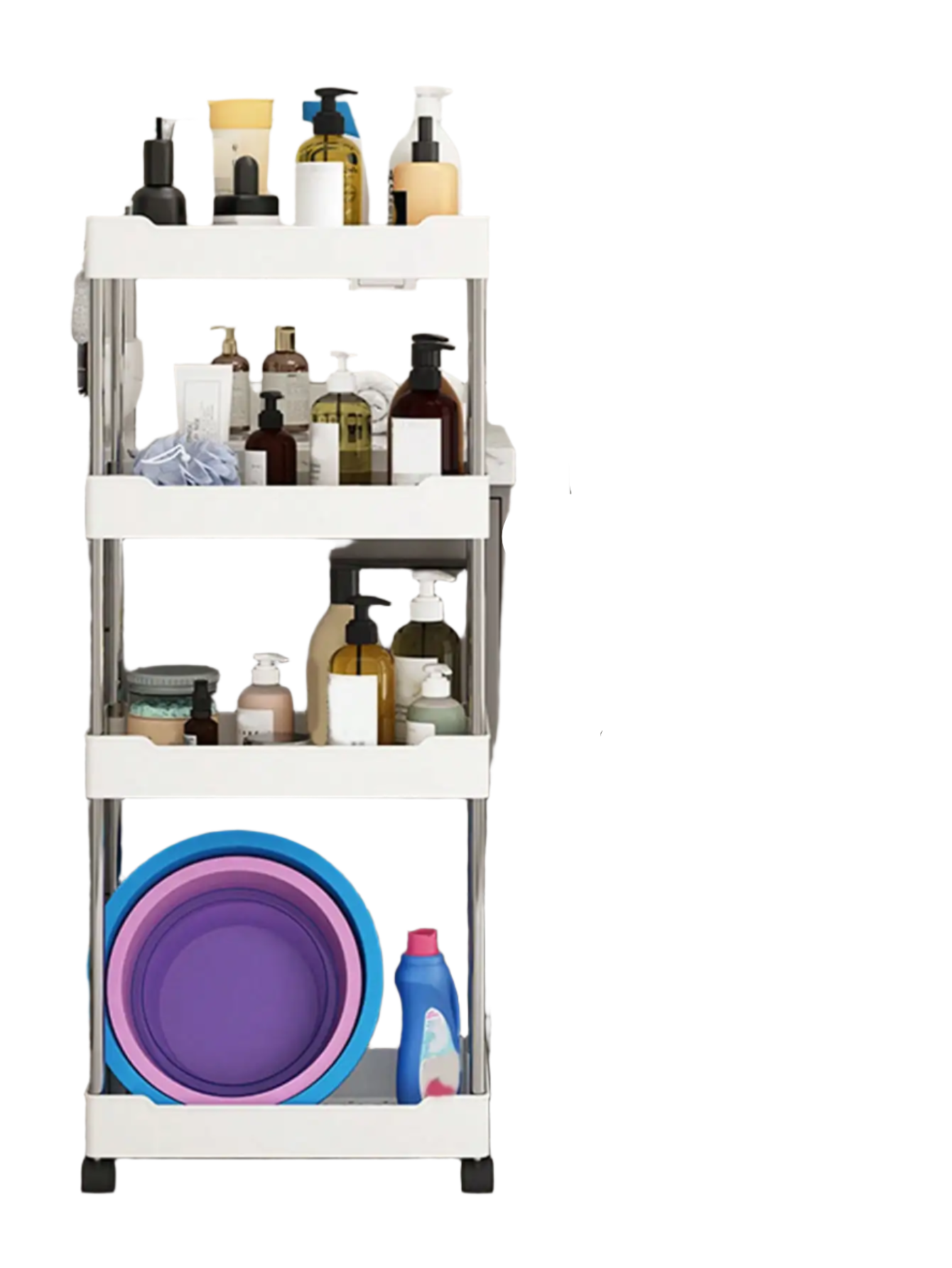 Hemasa 1pcs 3/4 Tier Rolling Utility Cart Storage Shelf Movable Gap Storage Rack Kitchen Bathroom Slim Slide Organizer Shelf Livingroom