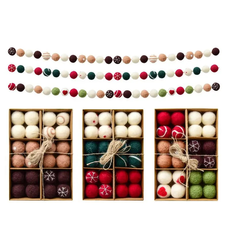 Hemasa 24pcs 3cm  Christmas Felt Wool Balls Christmas Tree Hanging Ornaments New Year Pendant DIYs Wreath Garland Party Home Decorations