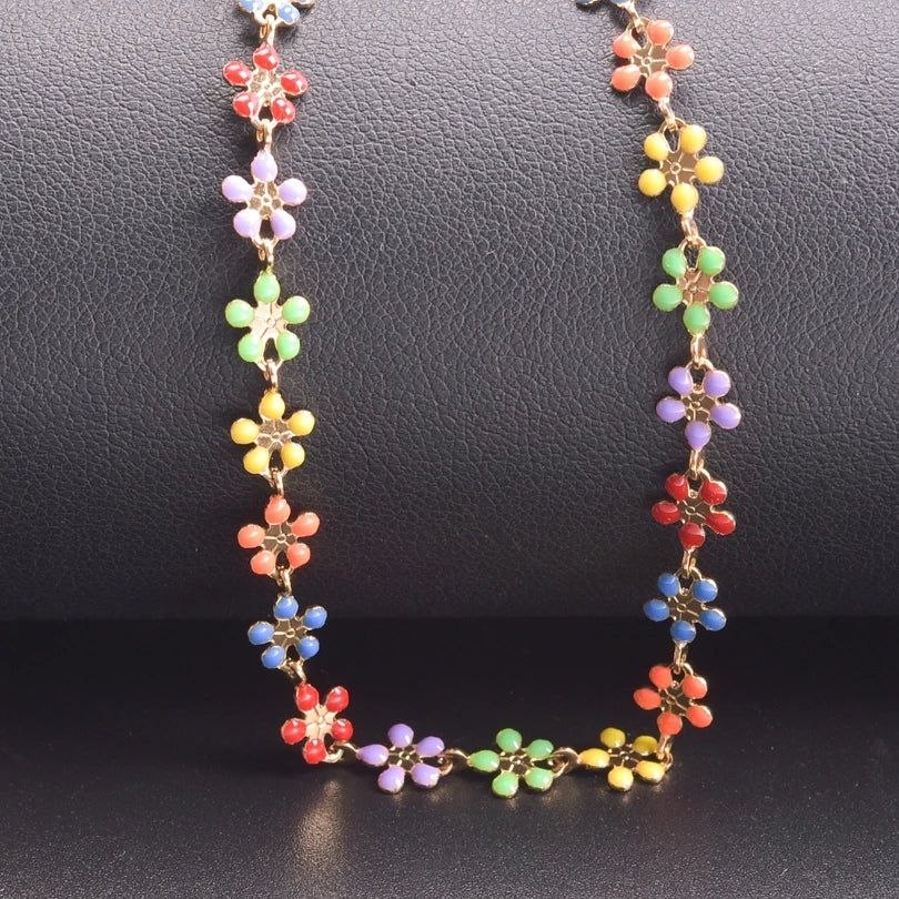 1Pcs Colorful 6*7mm Butterfly Moth Chain Stainless Steel Animal Insect Dripping Oil Bracelet Necklace Making Jewelry Accessories