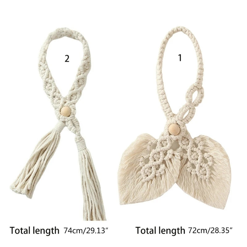 Leaf Tassel Macrame Curtain Tieback Hand-Woven Cotton Rope Drapery Holdback Drop Shipping
