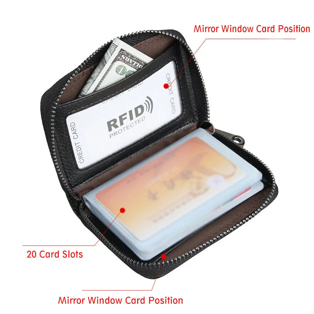 Mini Leather 22 Card Wallet Business Case Purse Credit Card Holder Rfid Blocking Multi-Card Bit Card Holder Leather Card Holder