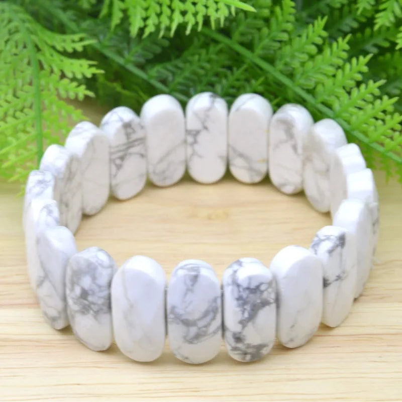 Natural 10x14mm Oval Shape Faceted Elastic Cord Stone Agates Turquoise Obsidian Amethyst Bracelets Bangles Femme for Women