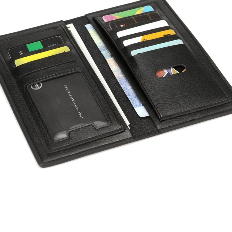 Men's Business PU Leather Long Wallet Pocket Credit Card Holder Clutch Bifold Purse